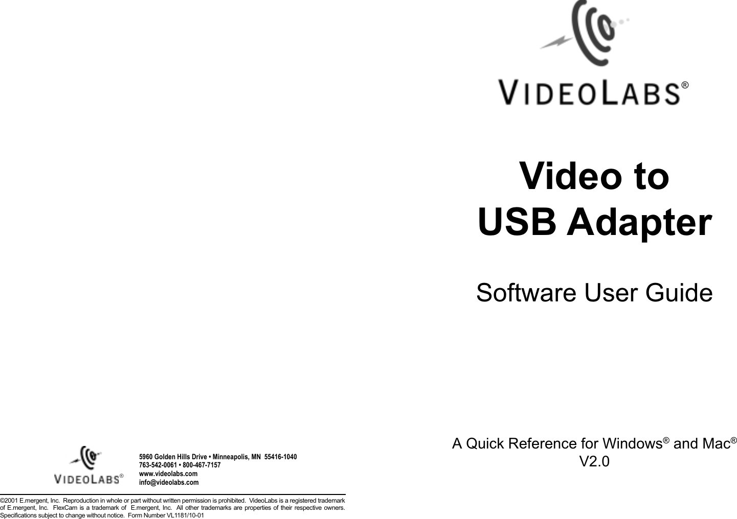 Page 1 of 2 - Videolabs Videolabs-Video-Gaming-Accessories-V2-0-Users-Manual- Form Number VL1181  Videolabs-video-gaming-accessories-v2-0-users-manual