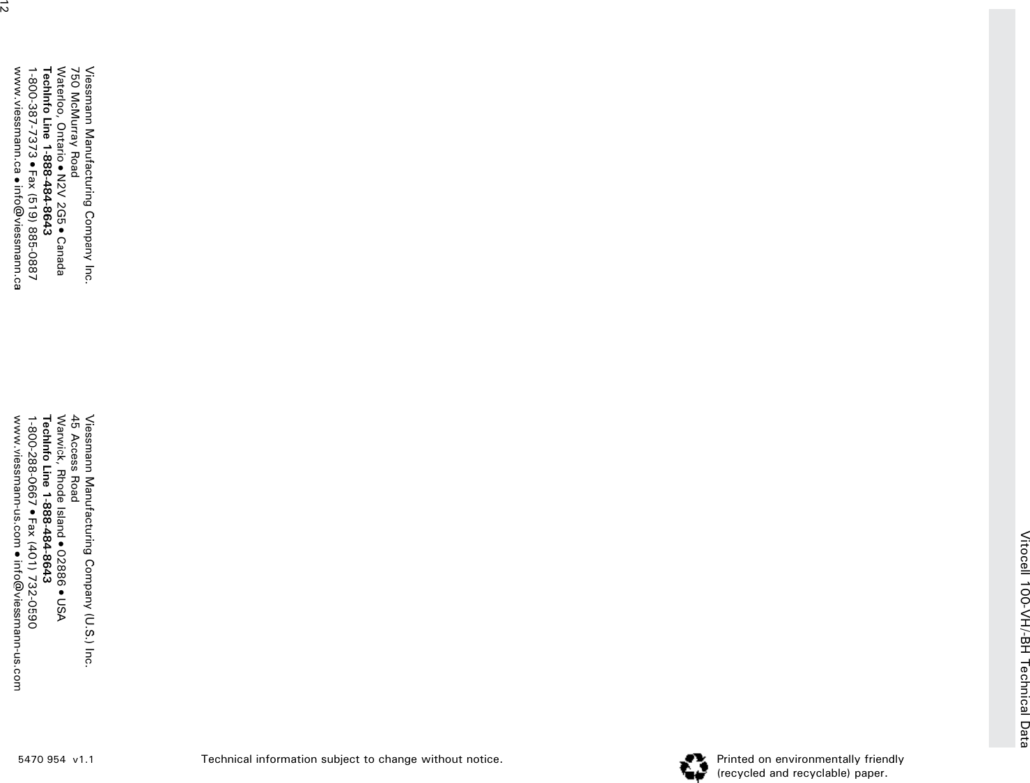 Page 12 of 12 - Viessmann Viessmann-Vitocell-100-Vh-Bh-Technical-Manual- 5470 954 V1.1  Viessmann-vitocell-100-vh-bh-technical-manual