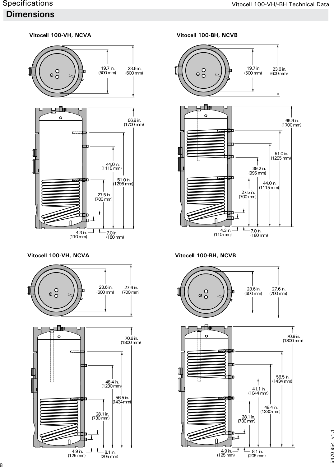 Page 8 of 12 - Viessmann Viessmann-Vitocell-100-Vh-Bh-Technical-Manual- 5470 954 V1.1  Viessmann-vitocell-100-vh-bh-technical-manual