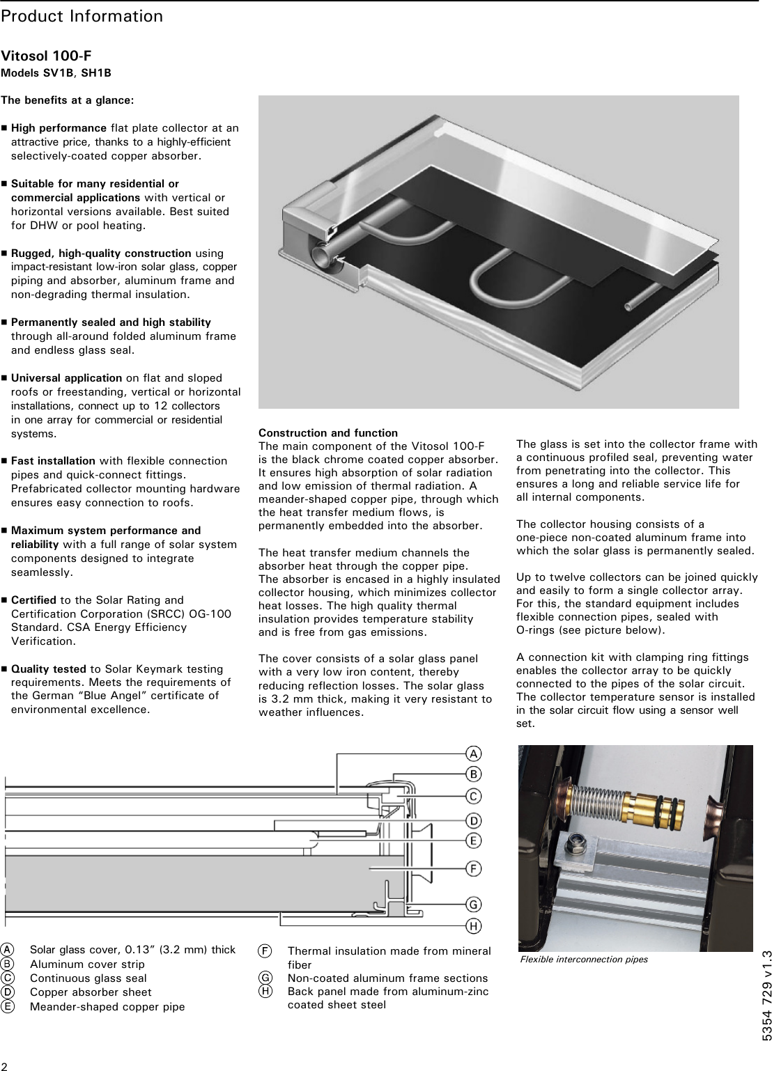 Page 2 of 4 - Viessmann Viessmann-Vitosol-100-F-Technical-Manual- 5354 729 V1.3  Viessmann-vitosol-100-f-technical-manual