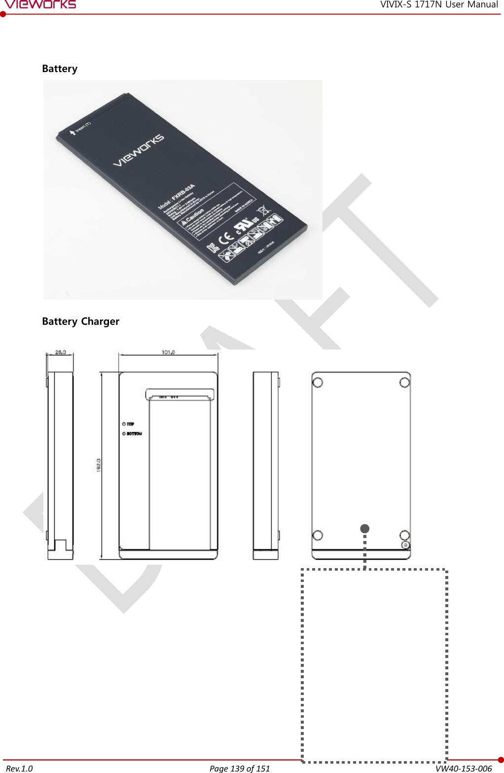   Rev.1.0 Page 139 of 151  VW40-153-006 VIVIX-S 1717N User Manual   Battery   Battery Charger              