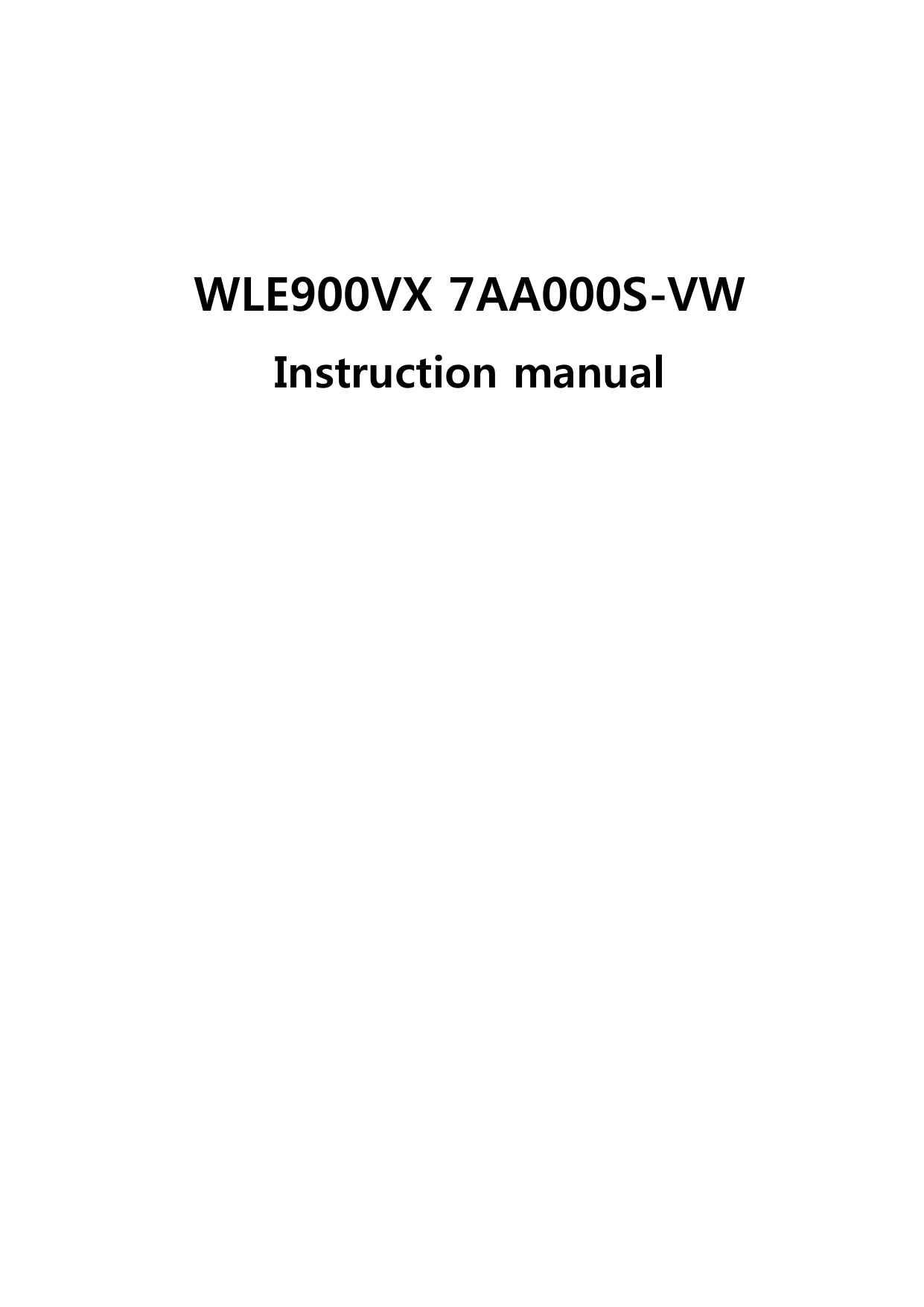                                                    WLE900VX 7AA000S-VW Instruction manual  