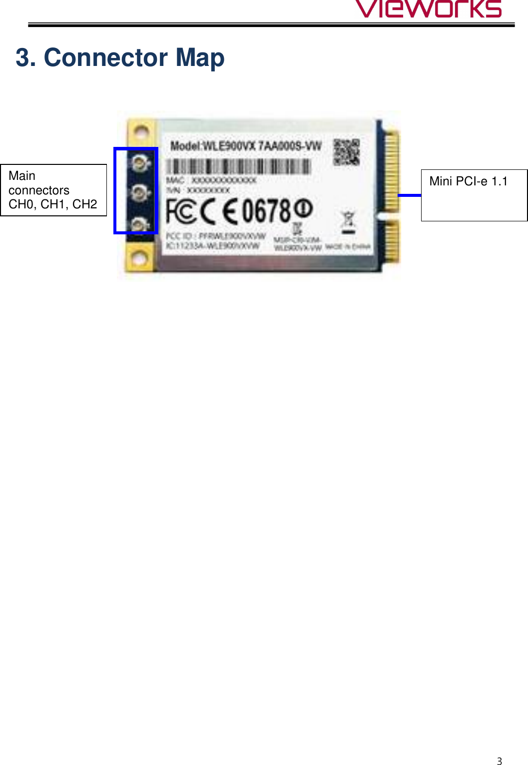  3 3. Connector Map      Main connectors   CH0, CH1, CH2  Mini PCI-e 1.1  