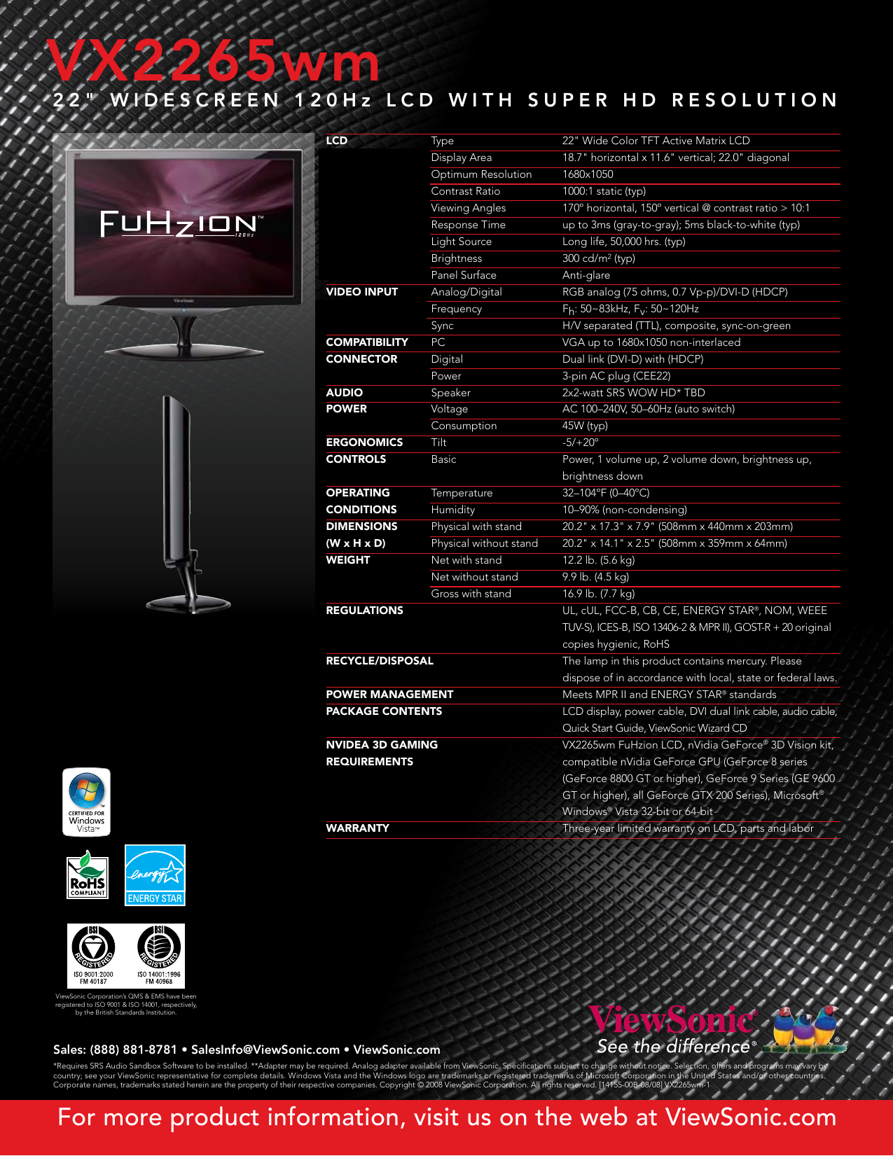 Page 2 of 2 - Viewsonic Viewsonic-Fuhzion-Vx2265Wm-Users-Manual-  Viewsonic-fuhzion-vx2265wm-users-manual