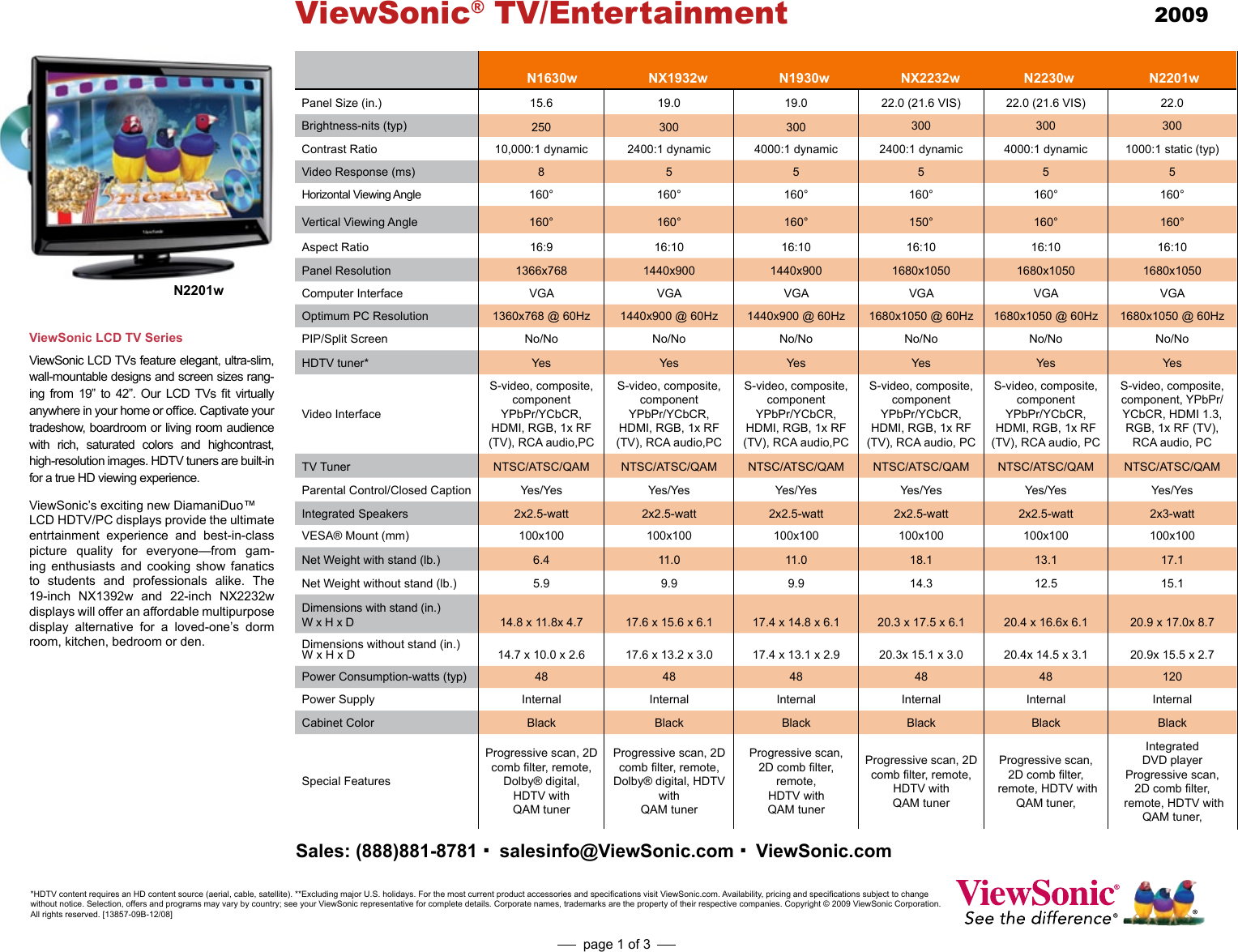 Page 1 of 3 - Viewsonic Viewsonic-N1930W-Users-Manual-  Viewsonic-n1930w-users-manual