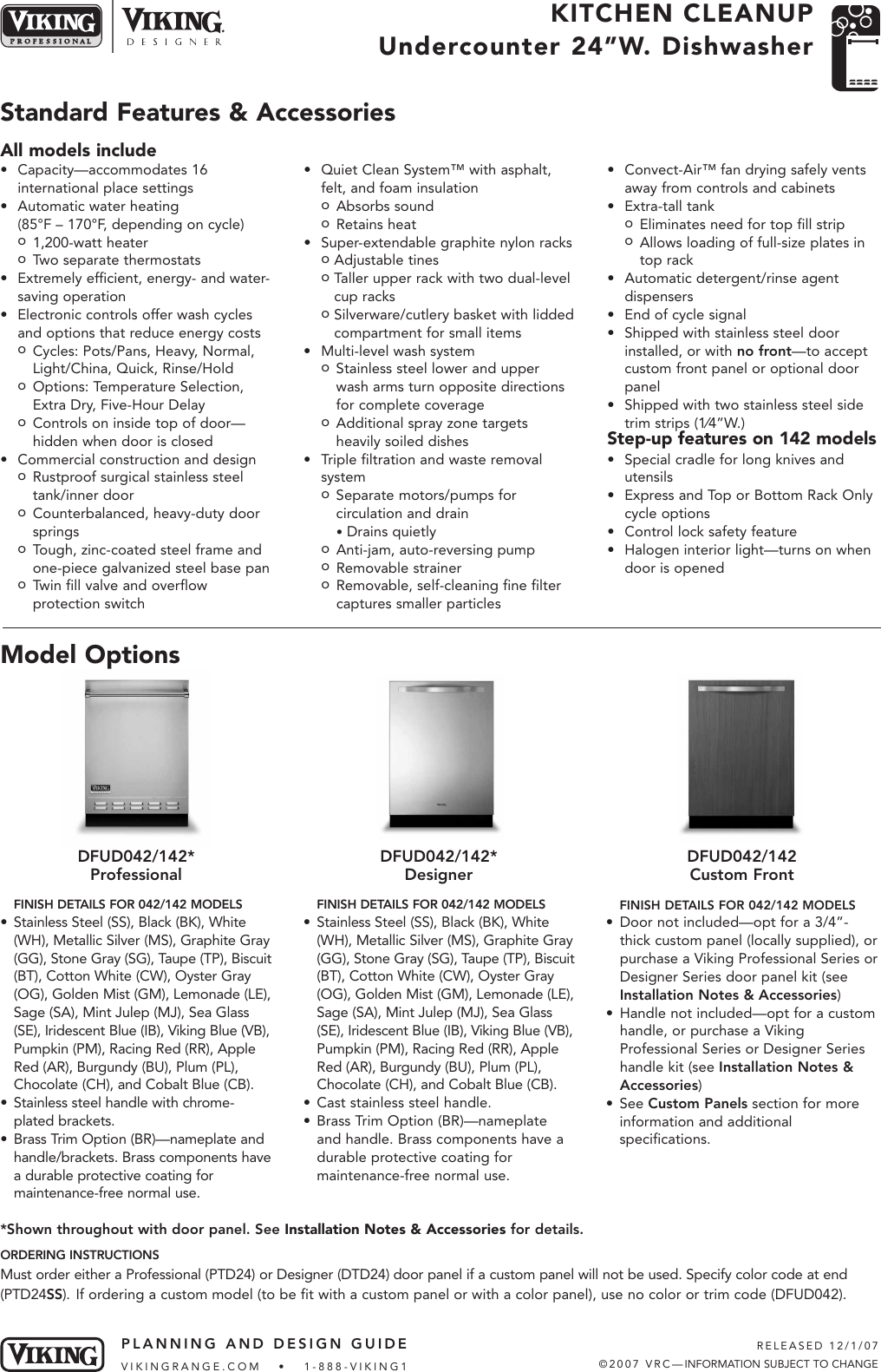 Viking Dfud042 142 Custom Front Users Manual Design Considerations