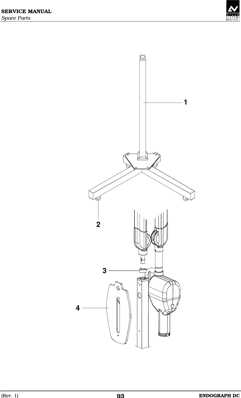 SERVICE MANUAL Spare Parts (Rev. 1)  ENDOGRAPH DC 93      1234   