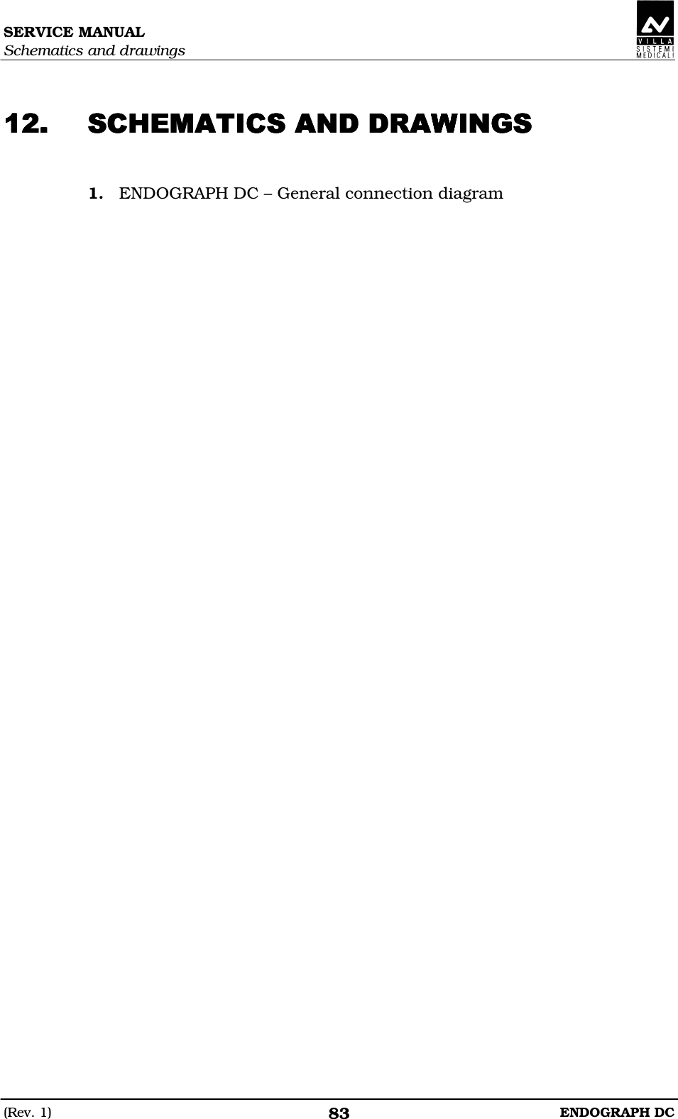 SERVICE MANUAL Schematics and drawings (Rev. 1)  ENDOGRAPH DC 83  CBABCCBABCCBABCCBABCCCCC  1. ENDOGRAPH DC – General connection diagram    
