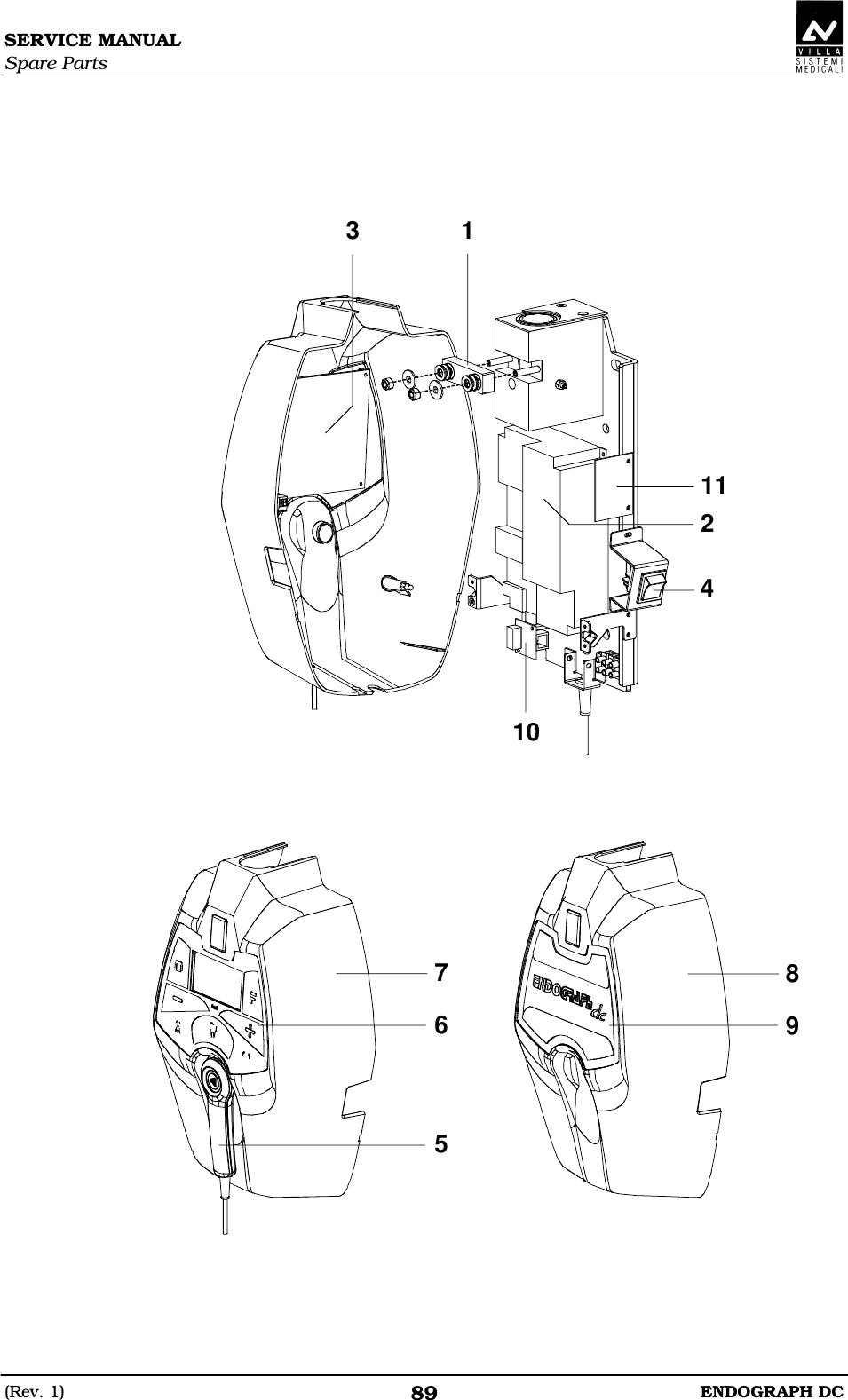 SERVICE MANUAL Spare Parts (Rev. 1)  ENDOGRAPH DC 89       765893 1241011   