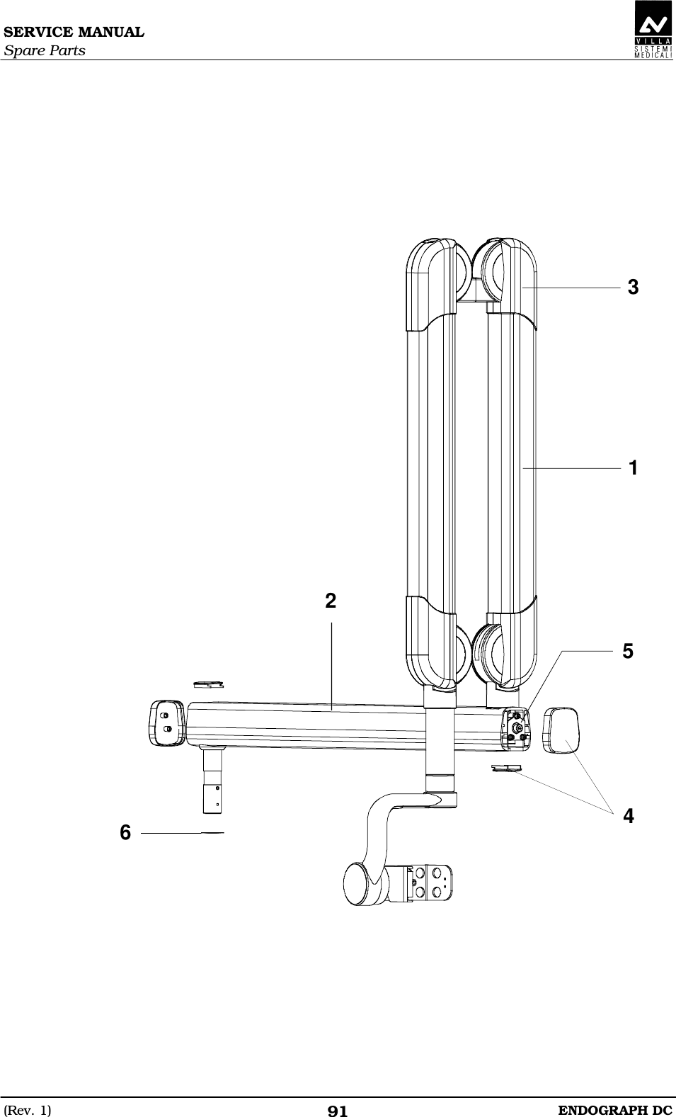 SERVICE MANUAL Spare Parts (Rev. 1)  ENDOGRAPH DC 91           123645   