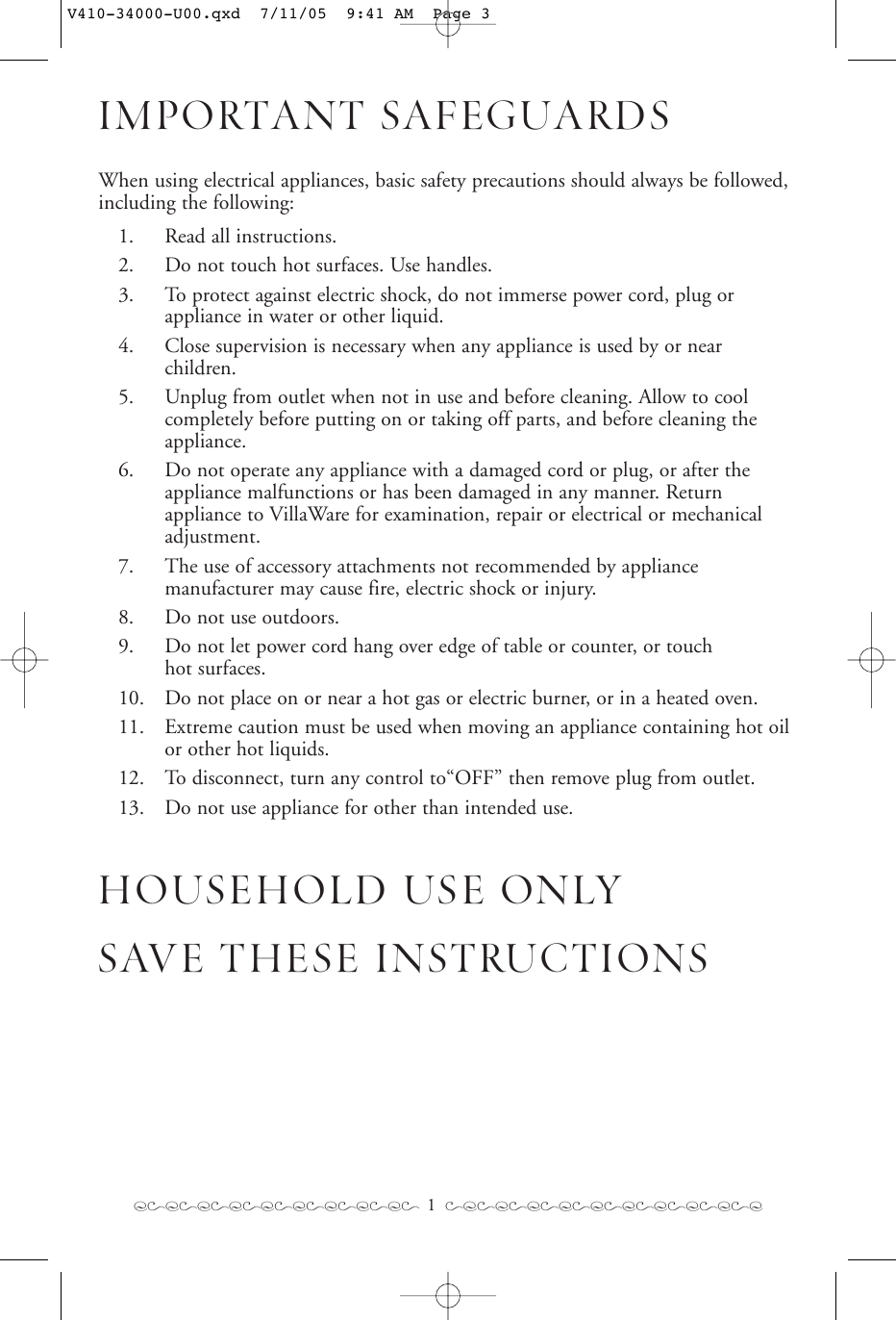 Page 2 of 11 - Villaware Villaware-Belgian-Waffler-Users-Manual- V410-34000-U00  Villaware-belgian-waffler-users-manual