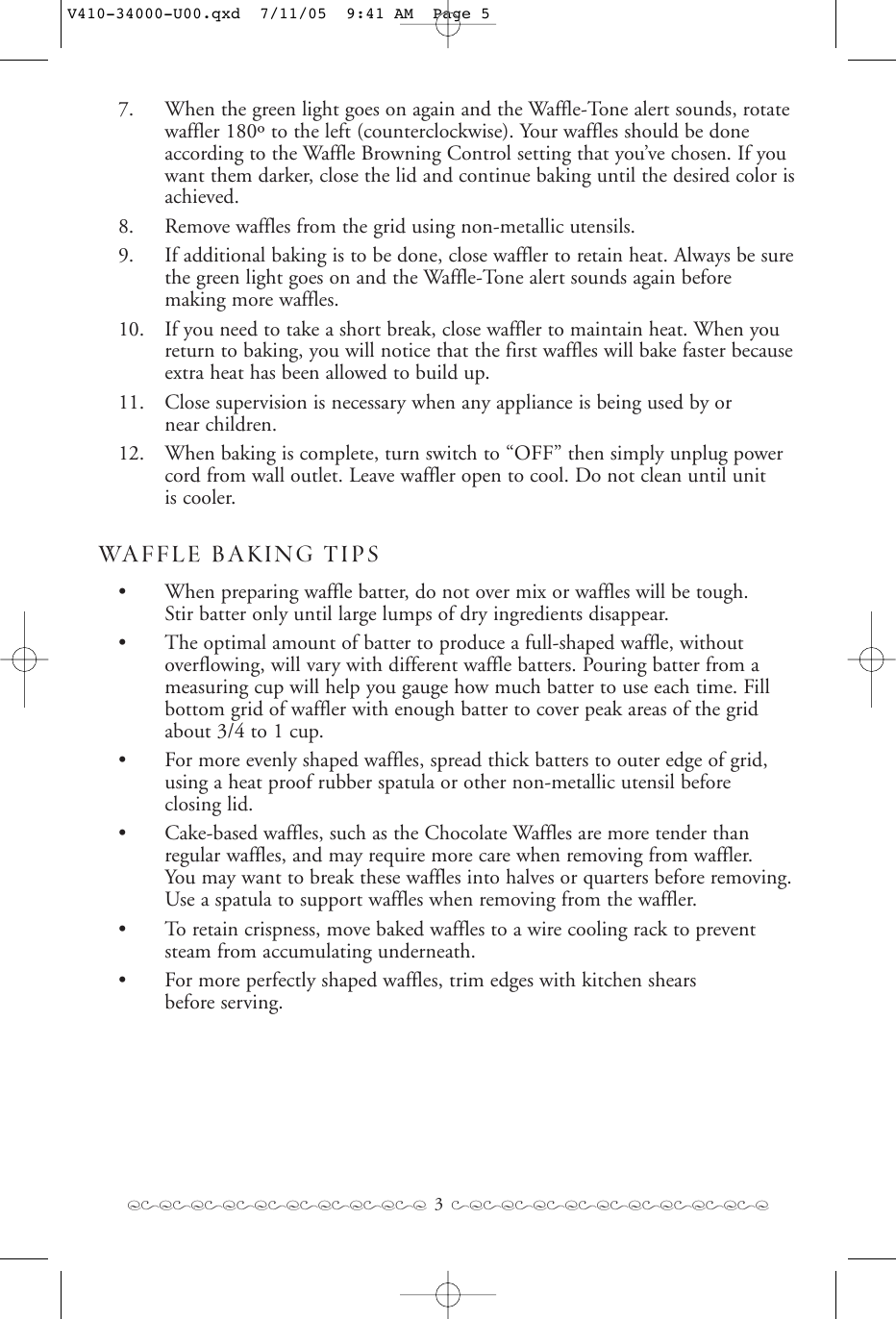 Page 4 of 11 - Villaware Villaware-Belgian-Waffler-Users-Manual- V410-34000-U00  Villaware-belgian-waffler-users-manual