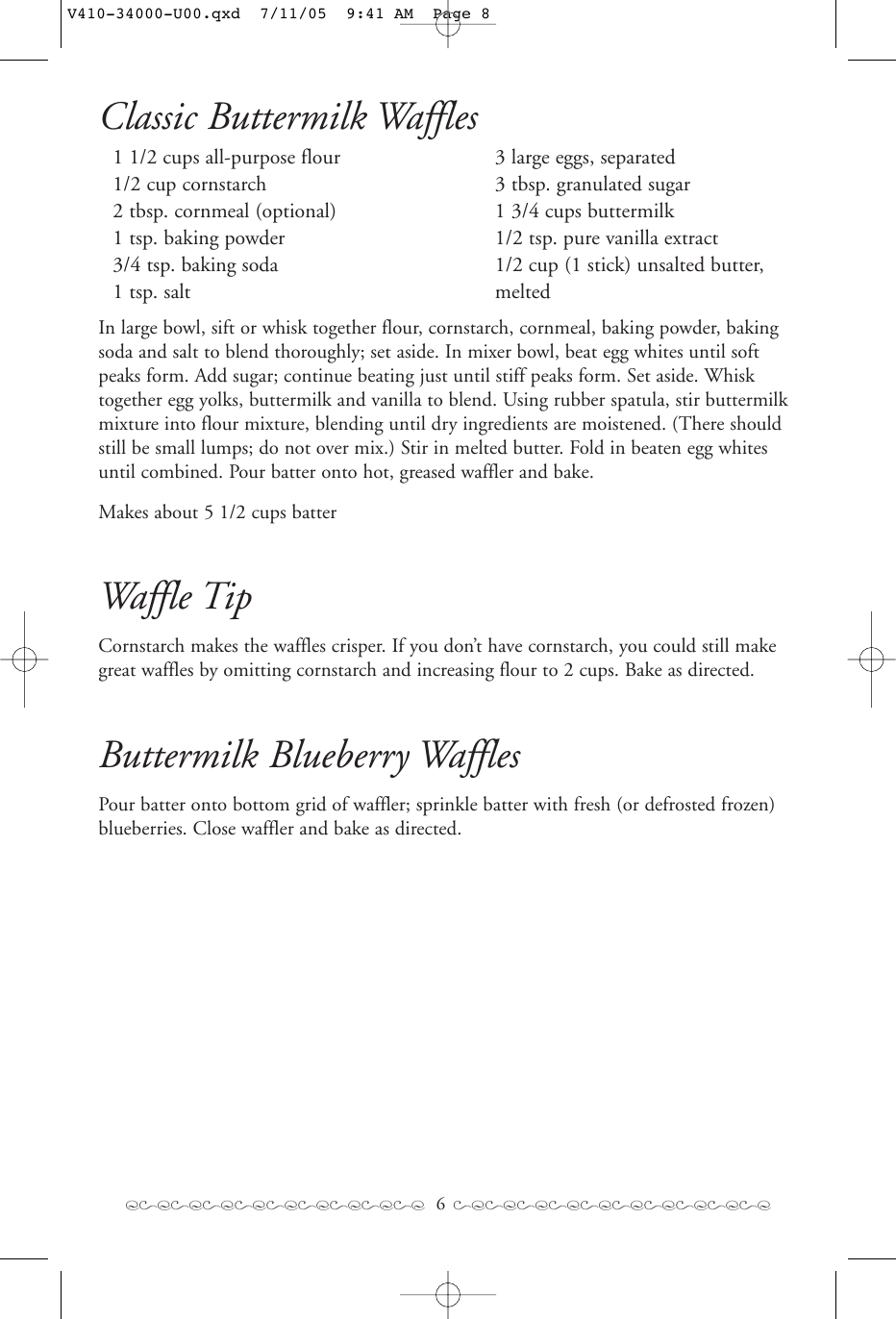 Page 7 of 11 - Villaware Villaware-Belgian-Waffler-Users-Manual- V410-34000-U00  Villaware-belgian-waffler-users-manual