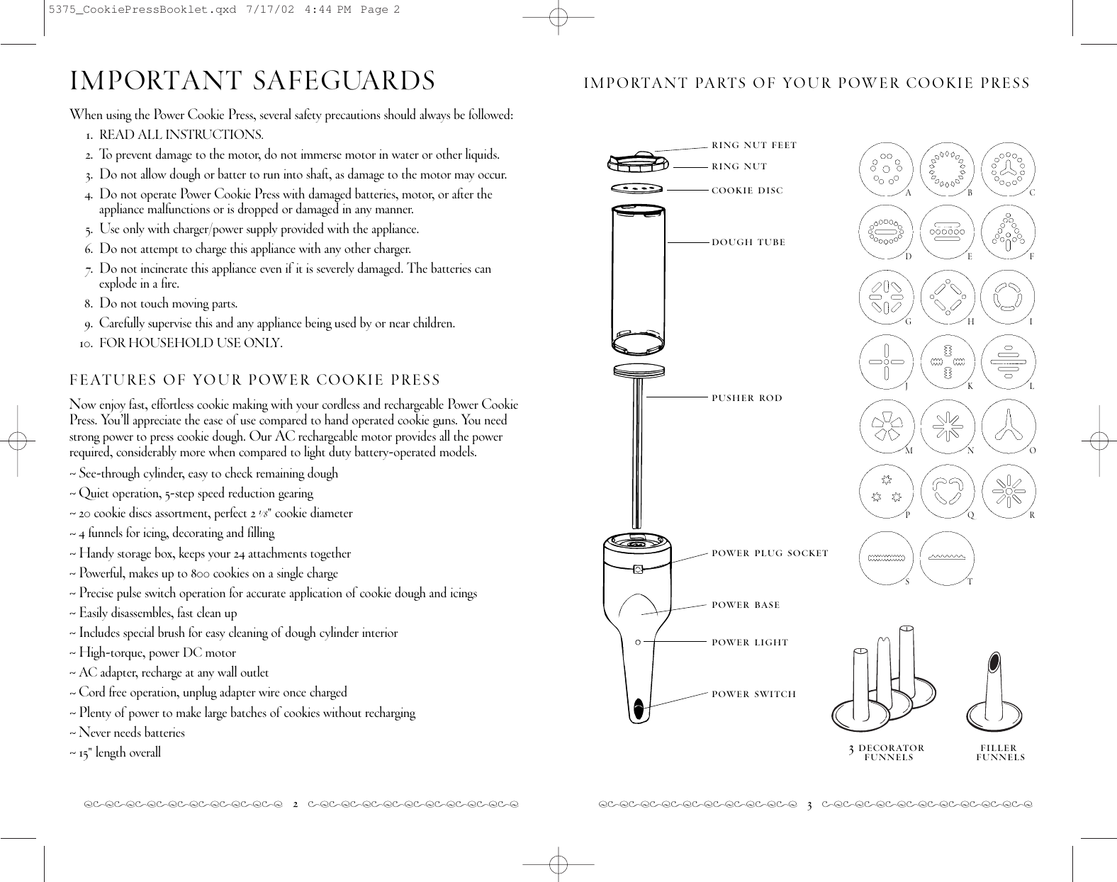 Page 2 of 7 - Villaware Villaware-Cookie-Press-Cordless-And-Rechargeable-Users-Manual- 5375_Booklet Villaware-cookie-press-cordless-and-rechargeable-users-manual