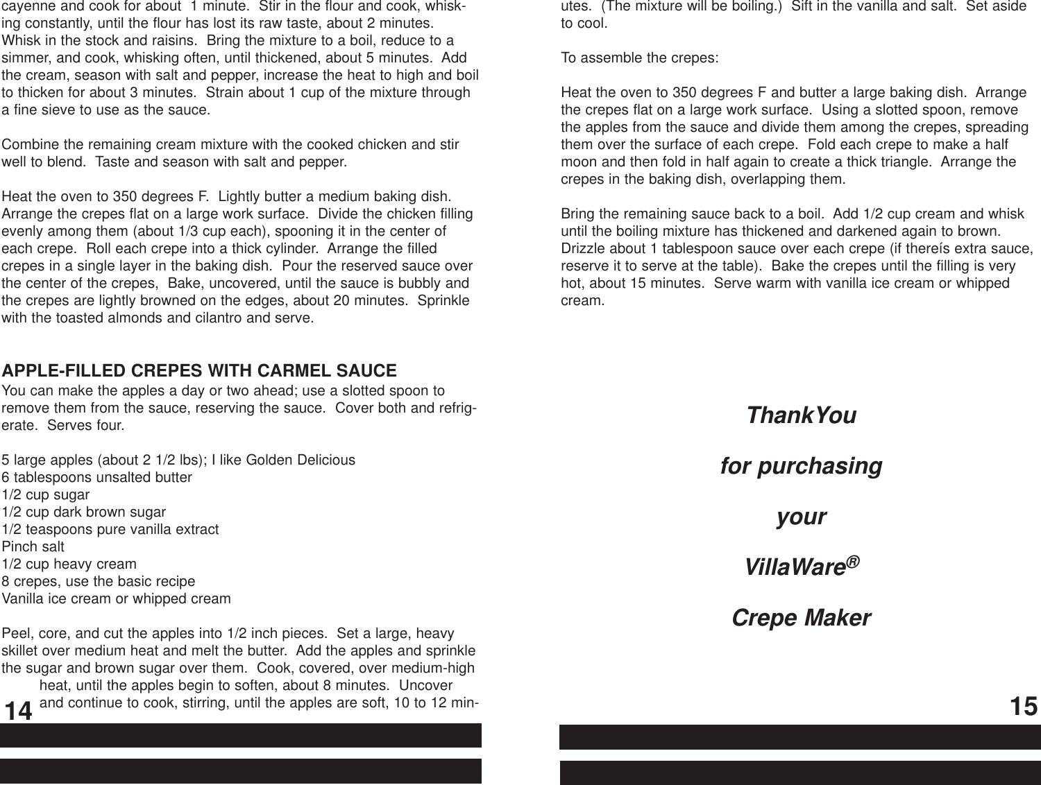 Page 8 of 8 - Villaware Villaware-Crpe-Maker-Users-Manual- #5225 Crepe Maker Booklet  Villaware-crpe-maker-users-manual