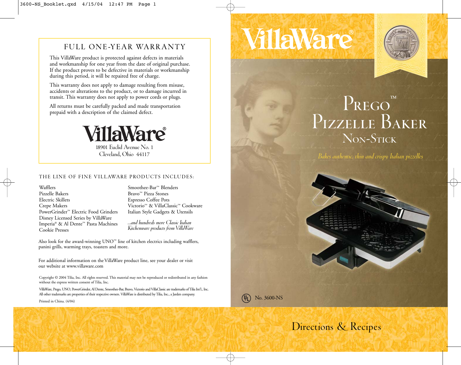 villaware pizzelle recipe