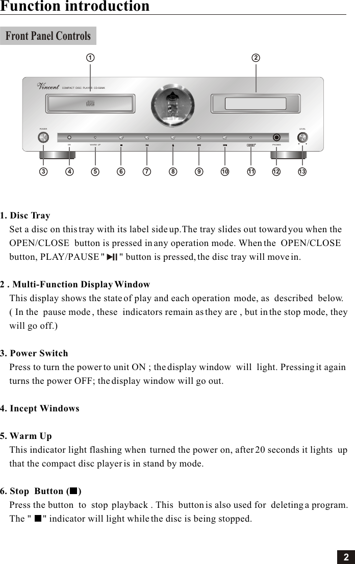 Vincent Audio Cd S6mk Users Manual Iaeuaaecd S6mko Iaeµa Ee Ae V2 0 Oo Ae