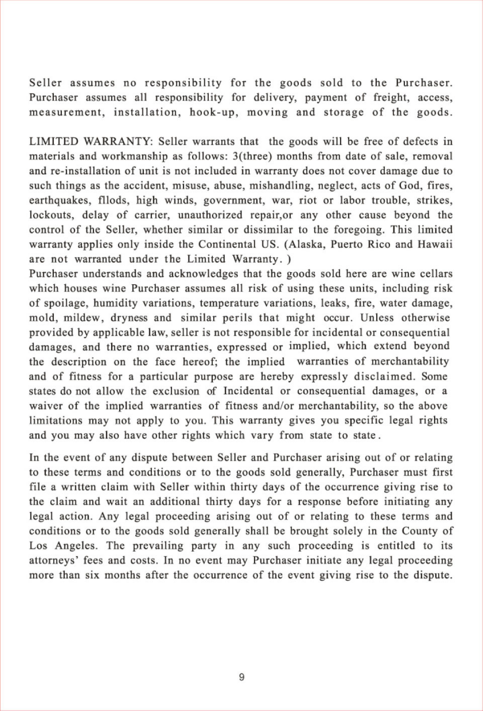 Page 11 of 12 - Vinotemp Vinotemp-Vt-28Teds-Users-Manual-  Vinotemp-vt-28teds-users-manual