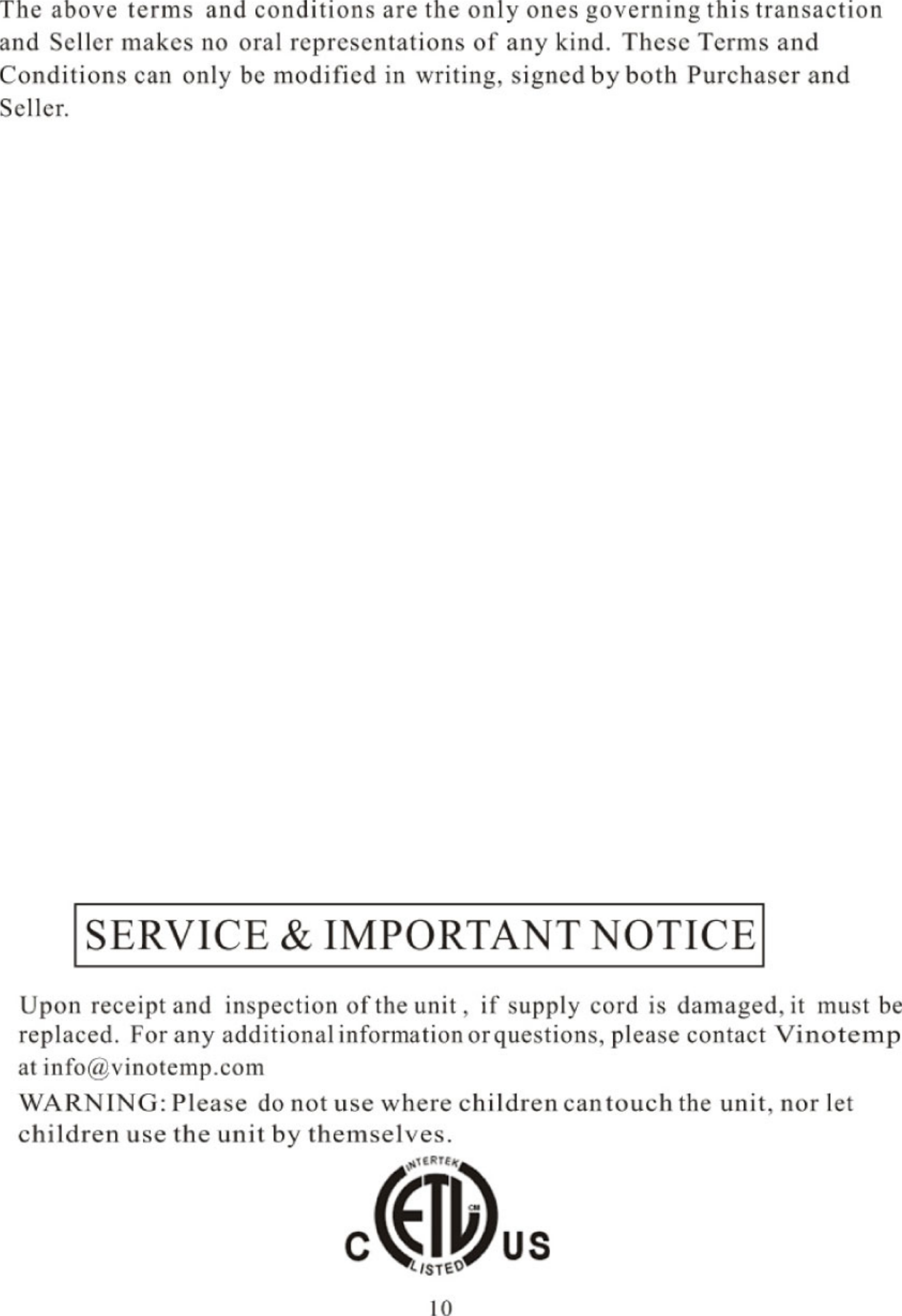 Page 12 of 12 - Vinotemp Vinotemp-Vt-28Teds-Users-Manual-  Vinotemp-vt-28teds-users-manual