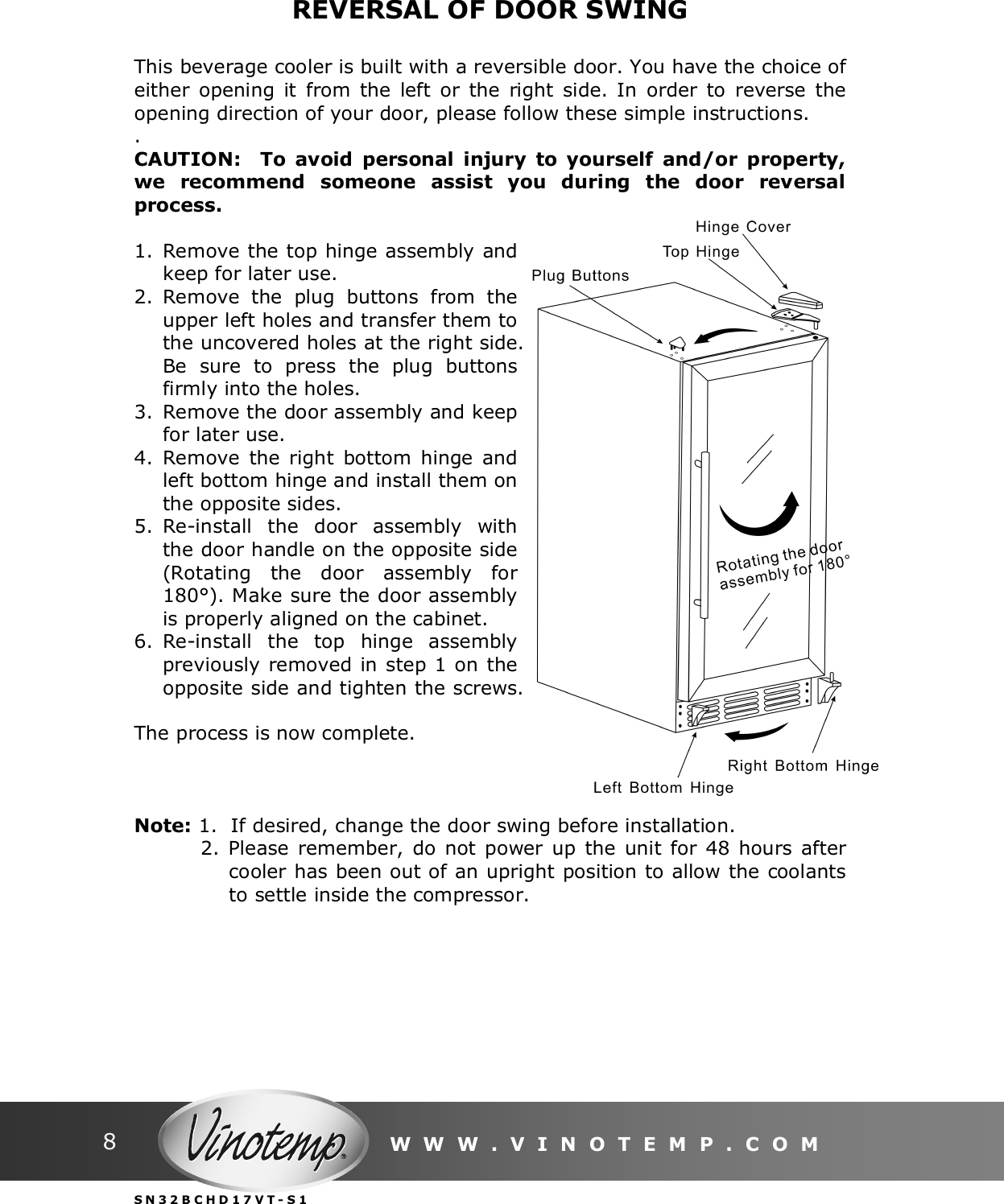 Page 8 of 12 - Vinotemp Vinotemp-Vt-32Bcsb-Users-Manual 081210 VT-32BCSBH Manual V2