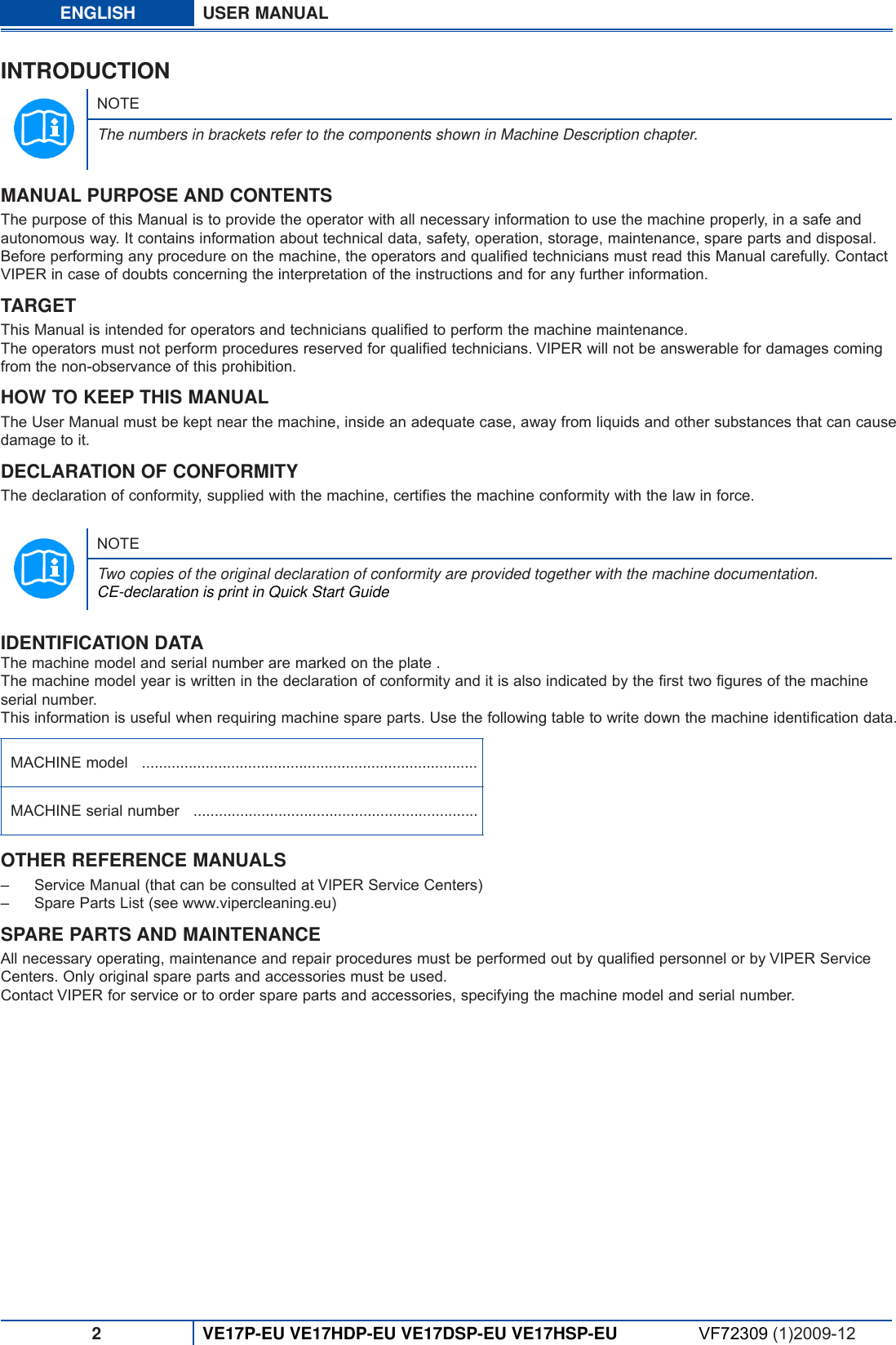 Page 3 of 11 - Viper Viper-Ve-17Dsp-Eu-Users-Manual User Manual VE17P-EU_VE17HDP-EU_VE17DSP-EU_VE17HSP-EU_VF72305_