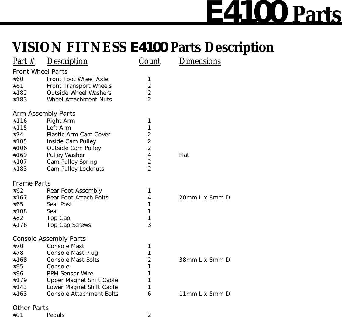 Page 3 of 9 - Vision-Fitness Vision-Fitness-E4100-Users-Manual-  Vision-fitness-e4100-users-manual