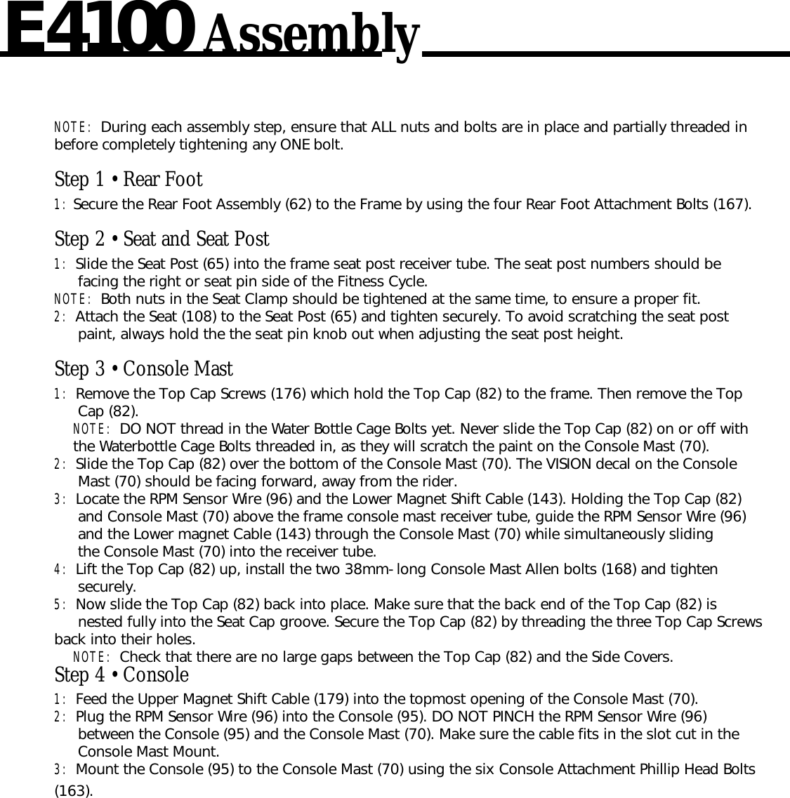 Page 4 of 9 - Vision-Fitness Vision-Fitness-E4100-Users-Manual-  Vision-fitness-e4100-users-manual