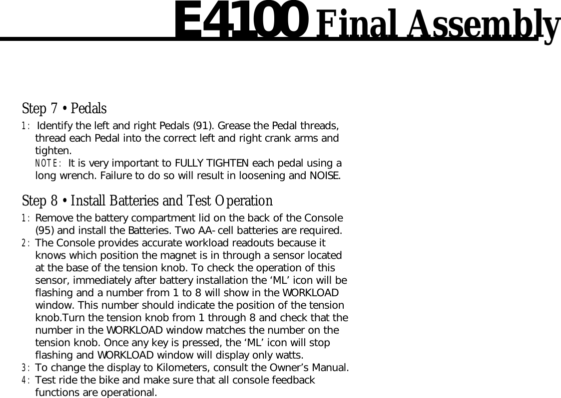 Page 7 of 9 - Vision-Fitness Vision-Fitness-E4100-Users-Manual-  Vision-fitness-e4100-users-manual