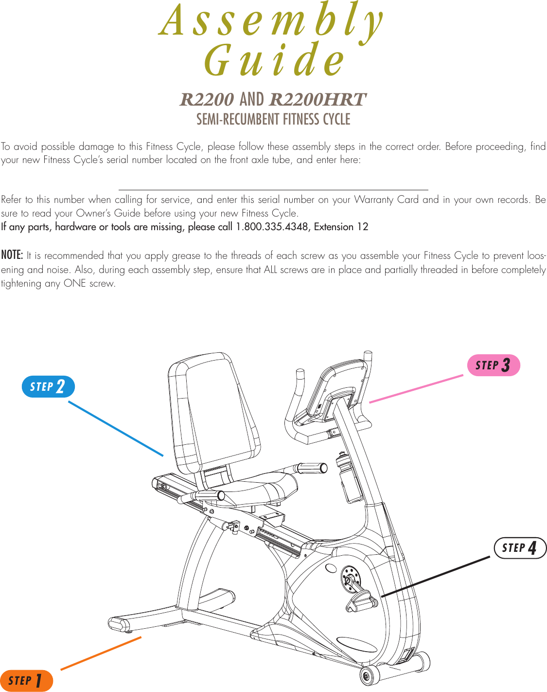 Page 2 of 8 - Vision-Fitness Vision-Fitness-R2200-Users-Manual- WEB_R22HRT Assy4  Vision-fitness-r2200-users-manual