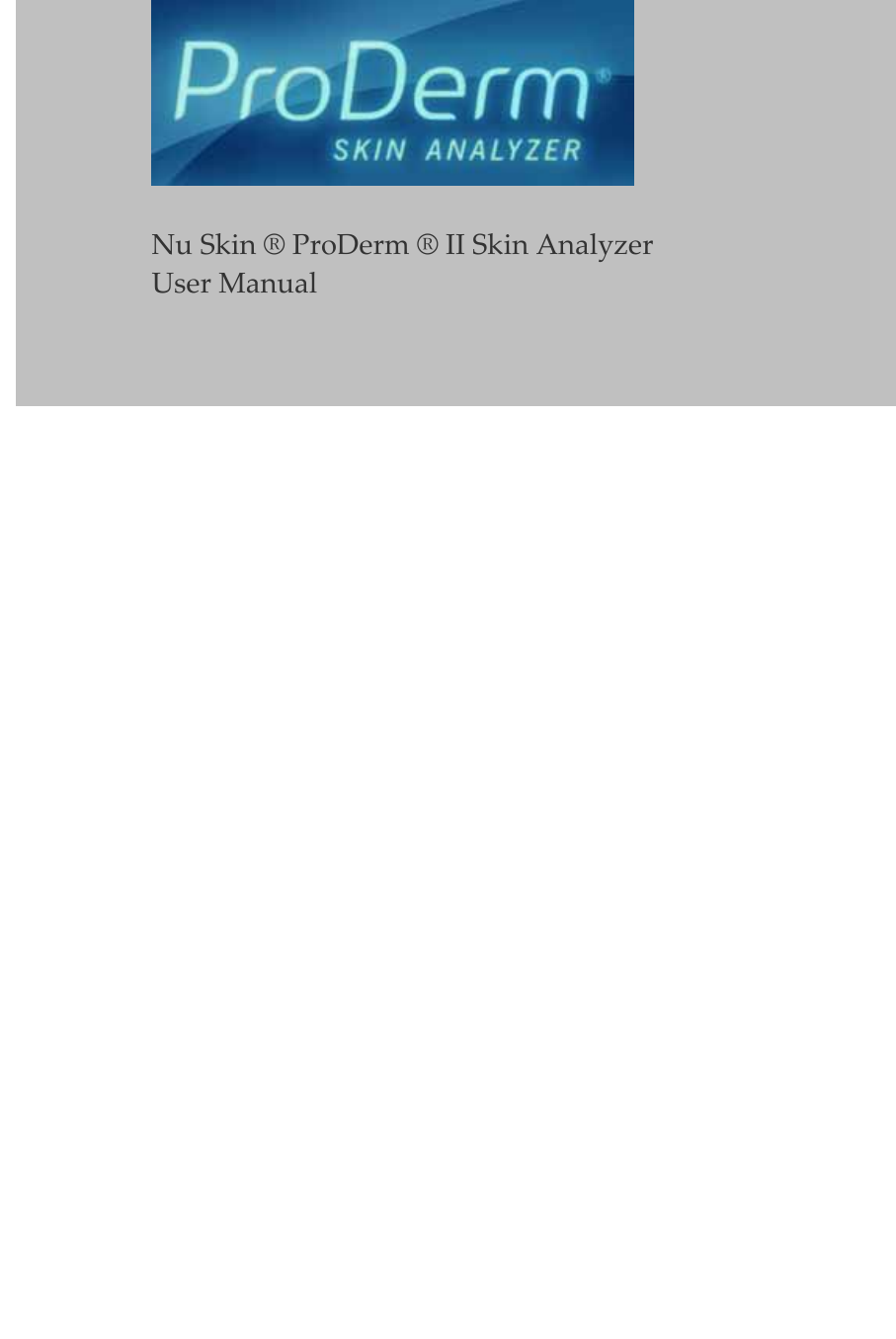 NuSkin®ProDerm®IISkinAnalyzerUserManual
