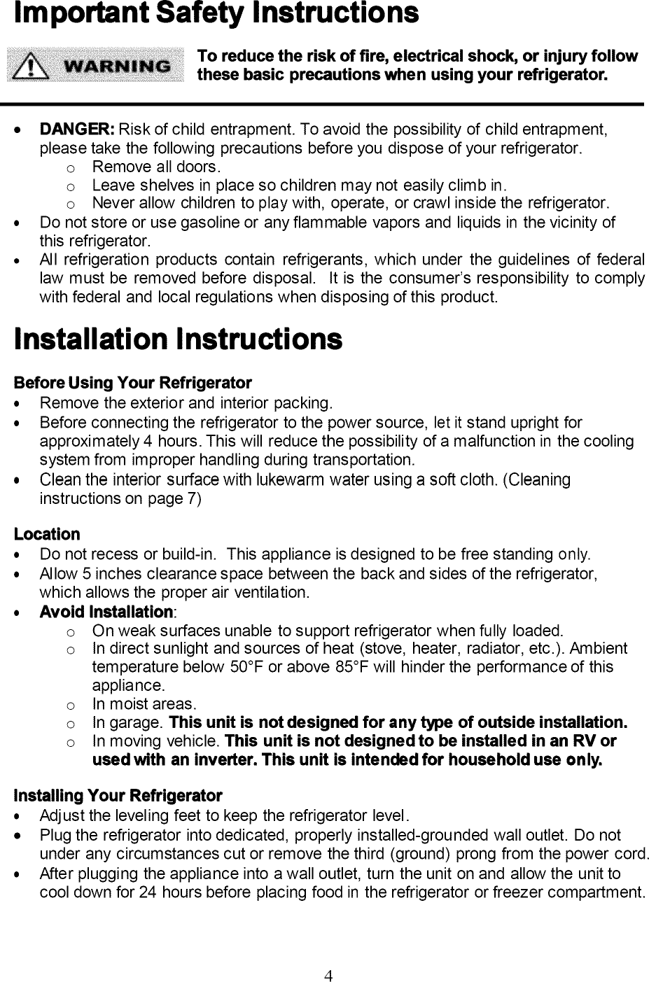 Page 5 of 12 - Vissani HMDR1030WE User Manual  REFRIGERATOR - Manuals And Guides 1401121L