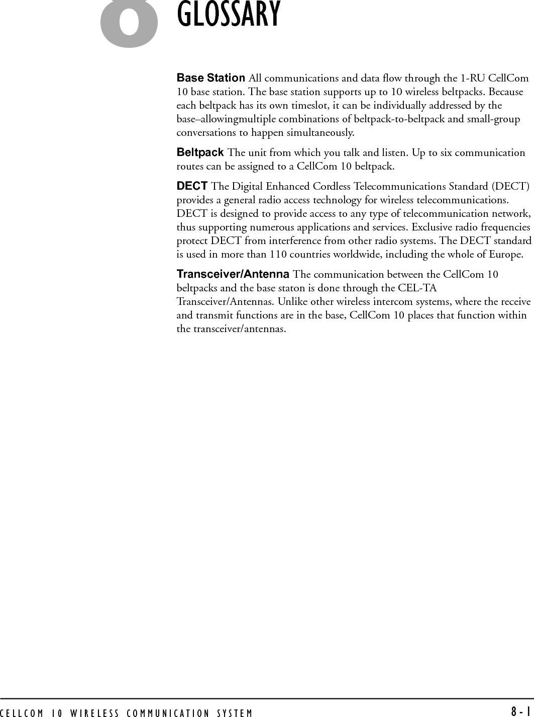 CELLCOM 10 WIRELESS COMMUNICATION SYSTEM8-2