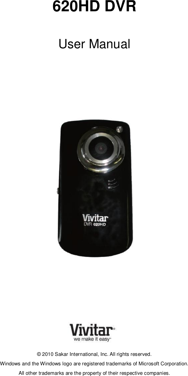 Vivitar Dvr 620 Hd Users Manual