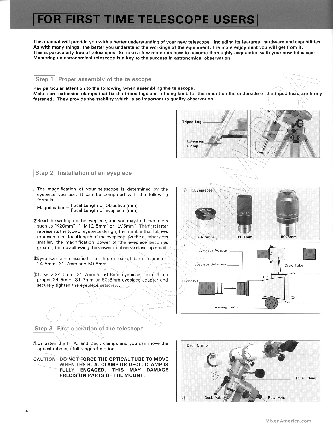 Page 4 of 10 - Vixen Vixen-Gp-Dx-Users-Manual-  Vixen-gp-dx-users-manual