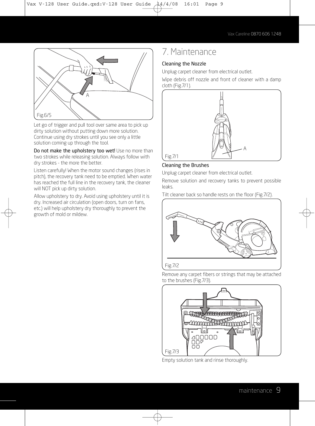 Page 9 of 12 - Vizio Vizio-V-128-Users-Manual- Vax V-128 Agility Carpet Washer  Vizio-v-128-users-manual