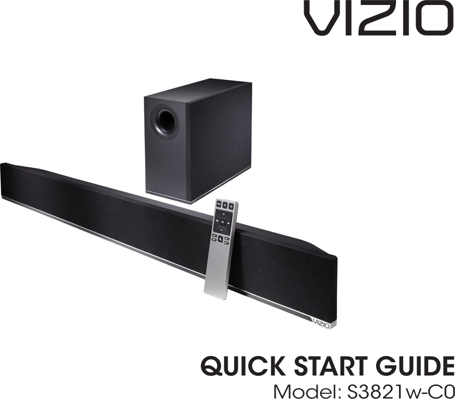 Vizio 38In 2 0 Soundbar S3821W C0 Users Manual