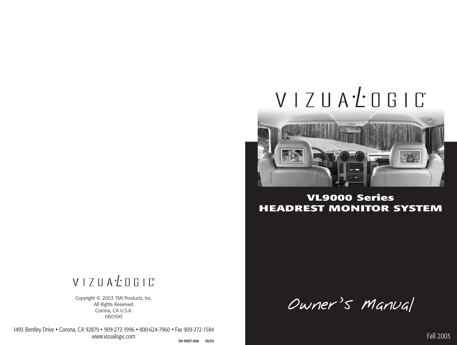Page 1 of 6 - Vizualogic Vizualogic--Vl9000-Users-Manual- Viz Hdrst Systm Ownr's Manual Vizualogic--vl9000-users-manual