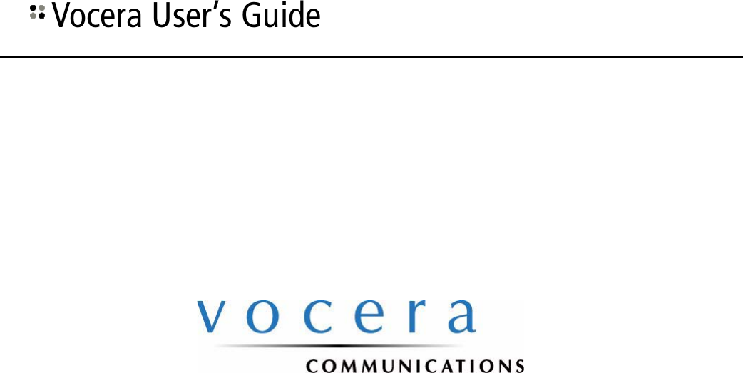 Vocera User’s Guide