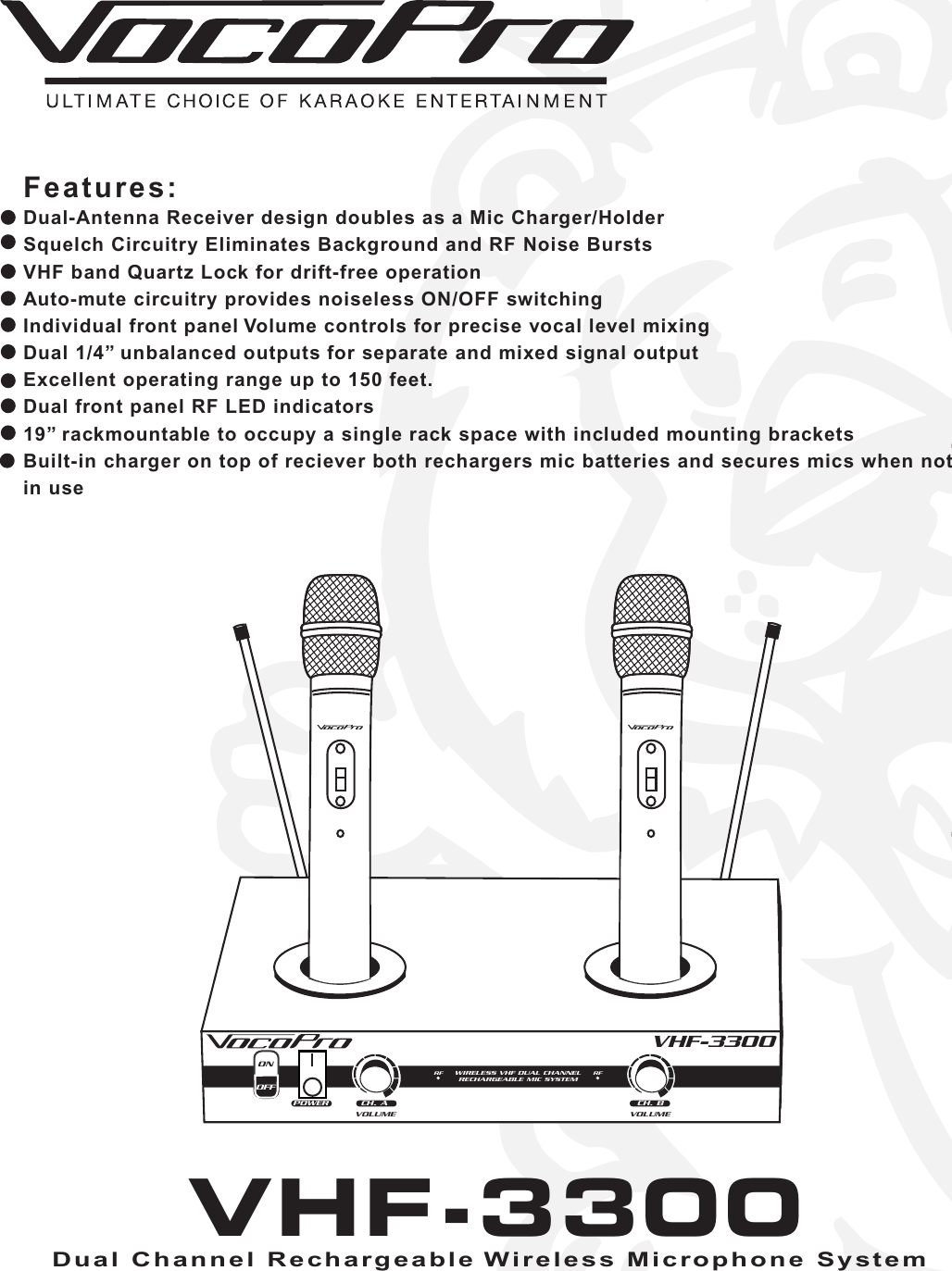 Page 1 of 11 - Vocopro Vocopro-Vhf-3300-Users-Manual- Pg 01 Cover  Vocopro-vhf-3300-users-manual