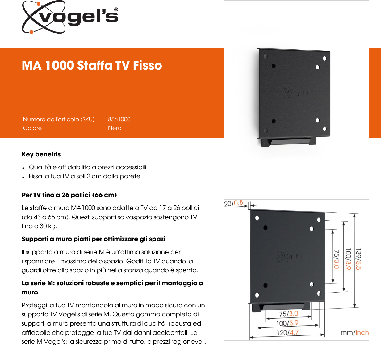 Page 1 of 2 - Leaflet Version 4.0  MA-1000-Staffa-TV-Fisso-2186-it