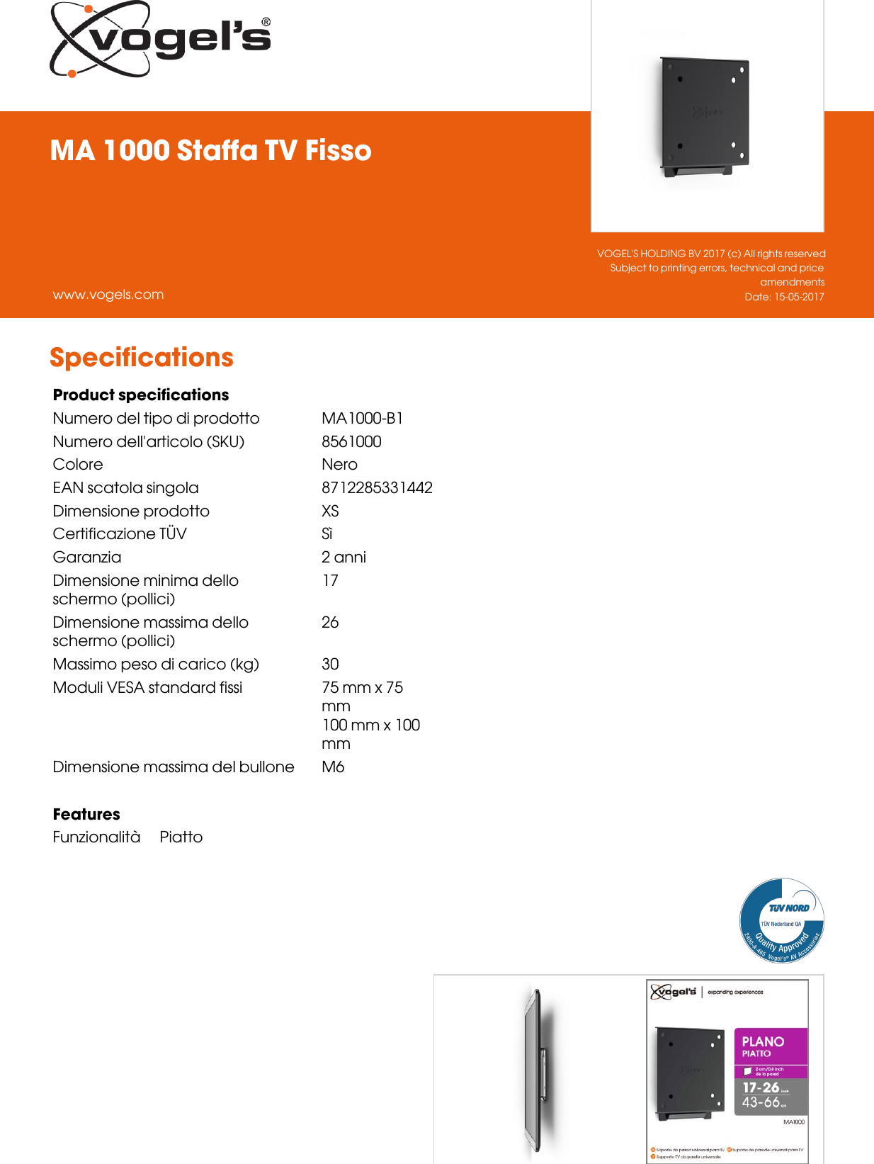 Page 2 of 2 - Leaflet Version 4.0  MA-1000-Staffa-TV-Fisso-2186-it