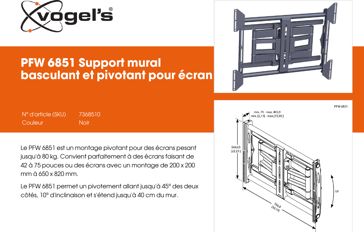 Page 1 of 2 - Leaflet Version 4.0  PFW-6851-Support-mural-basculant-et-pivotant-pour-ecran-2363-fr
