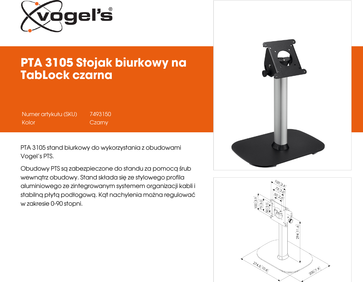 Page 1 of 2 - Leaflet Version 4.0  PTA-3105-Stojak-biurkowy-na-Tab Lock-czarna-5523-pl