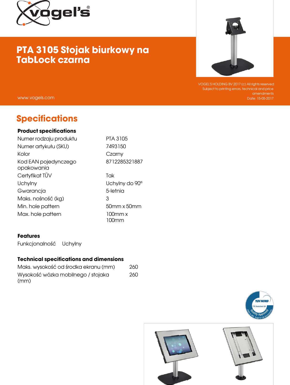 Page 2 of 2 - Leaflet Version 4.0  PTA-3105-Stojak-biurkowy-na-Tab Lock-czarna-5523-pl