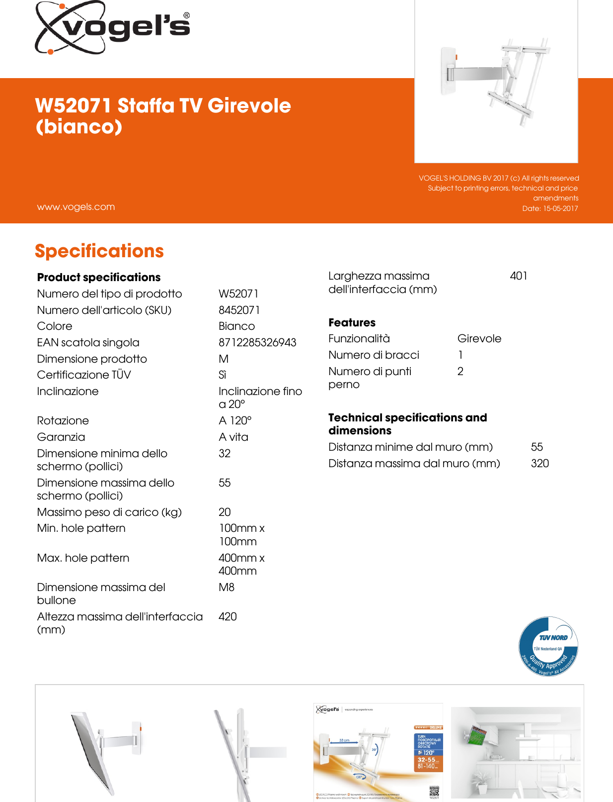 Page 2 of 2 - Leaflet Version 4.0  W52071-Staffa-TV-Girevole-bianco-2165-it