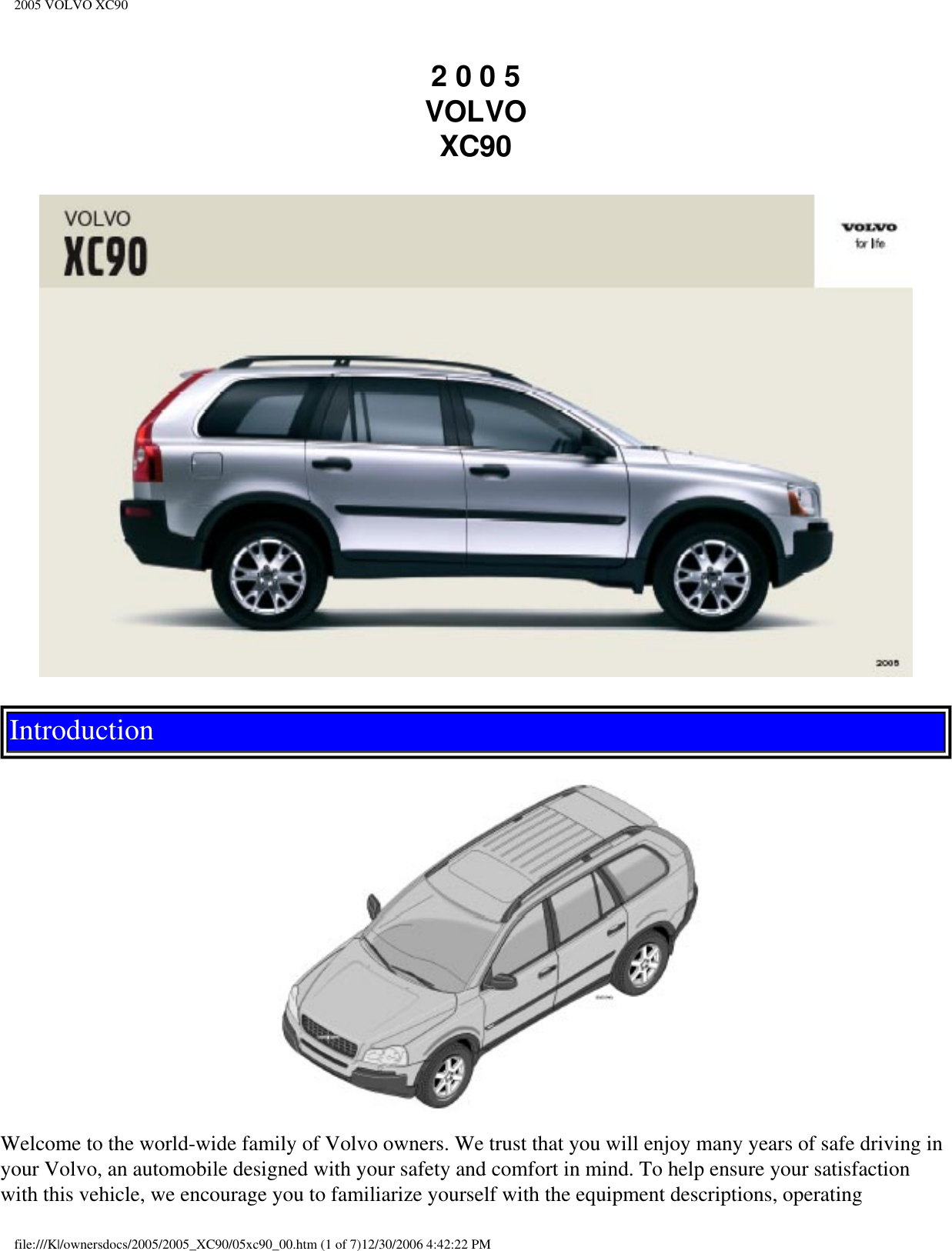Volvo Xc90 Users Manual 2005 5017