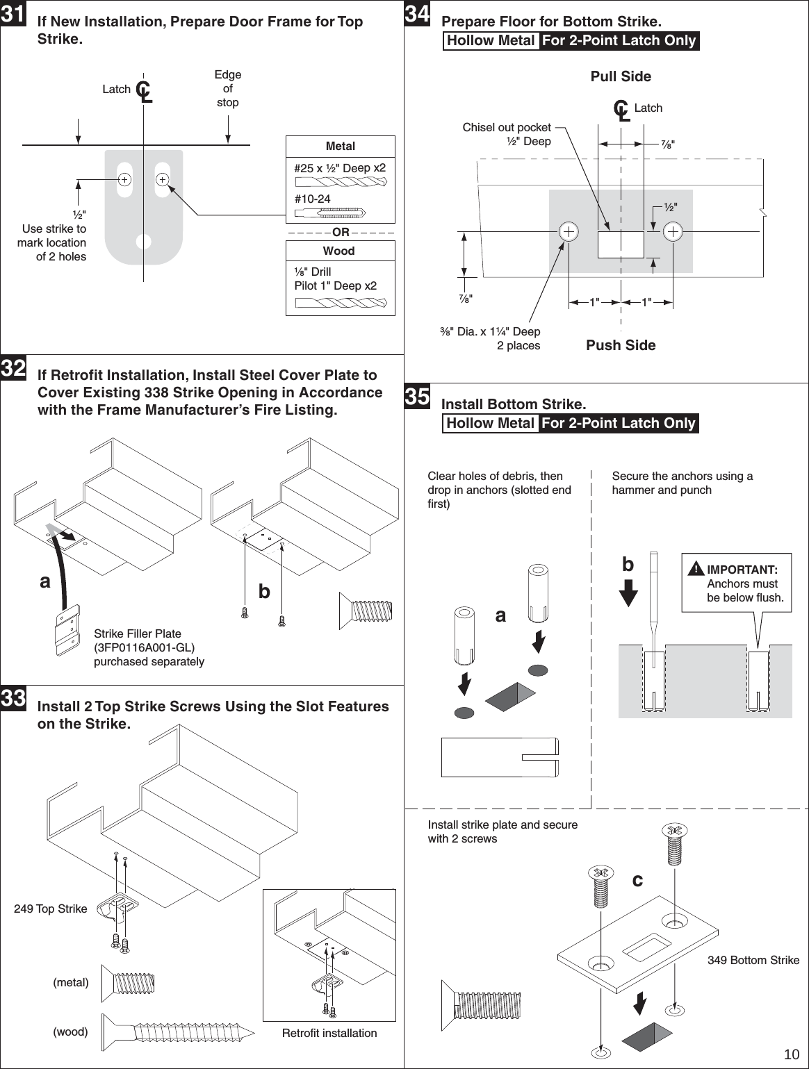 Page 10 of 12 - Von Duprin 23970734_g 98/9949 Metal Door Installation Instructions 105677