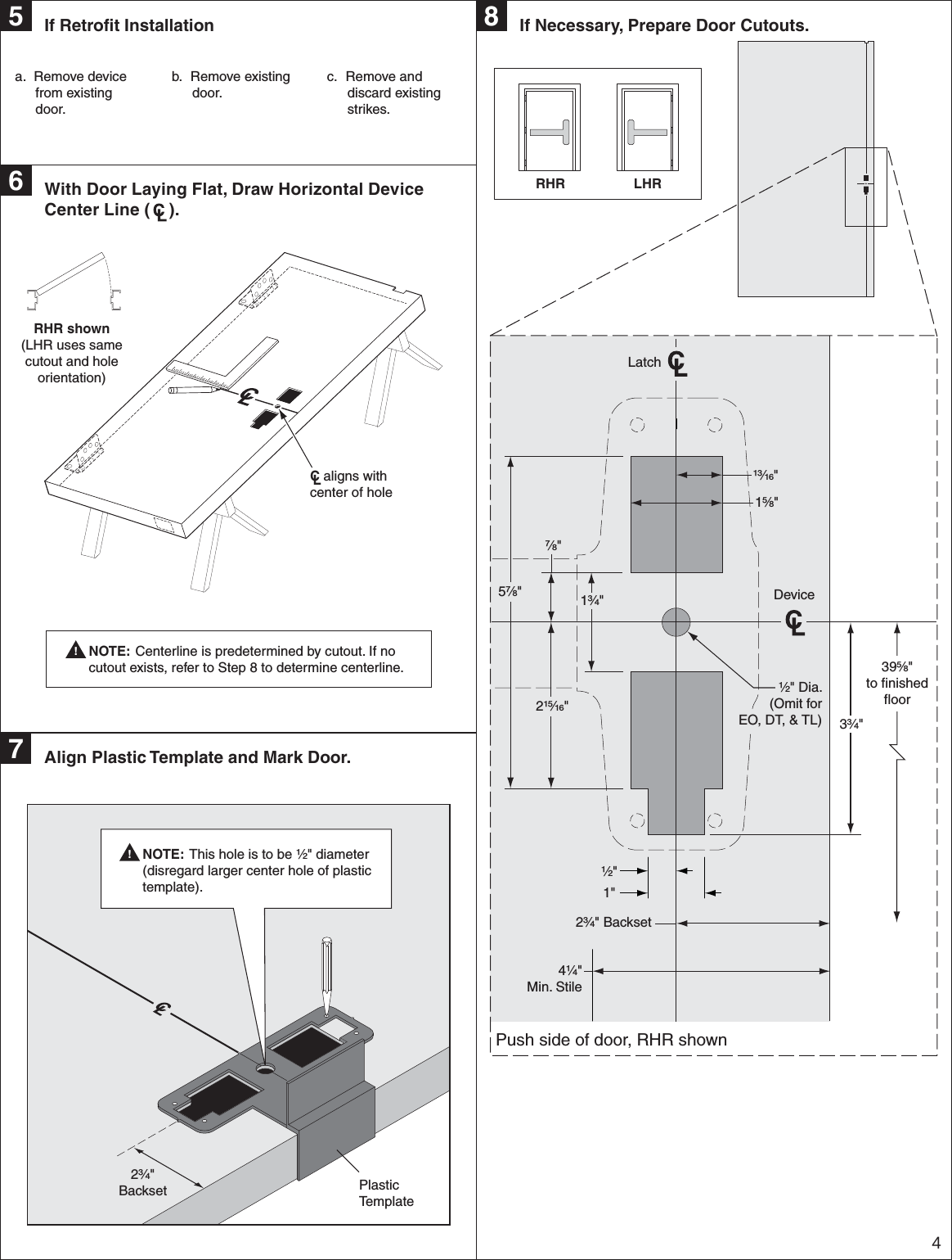 Page 4 of 12 - Von Duprin 23970734_g 98/9949 Metal Door Installation Instructions 105677