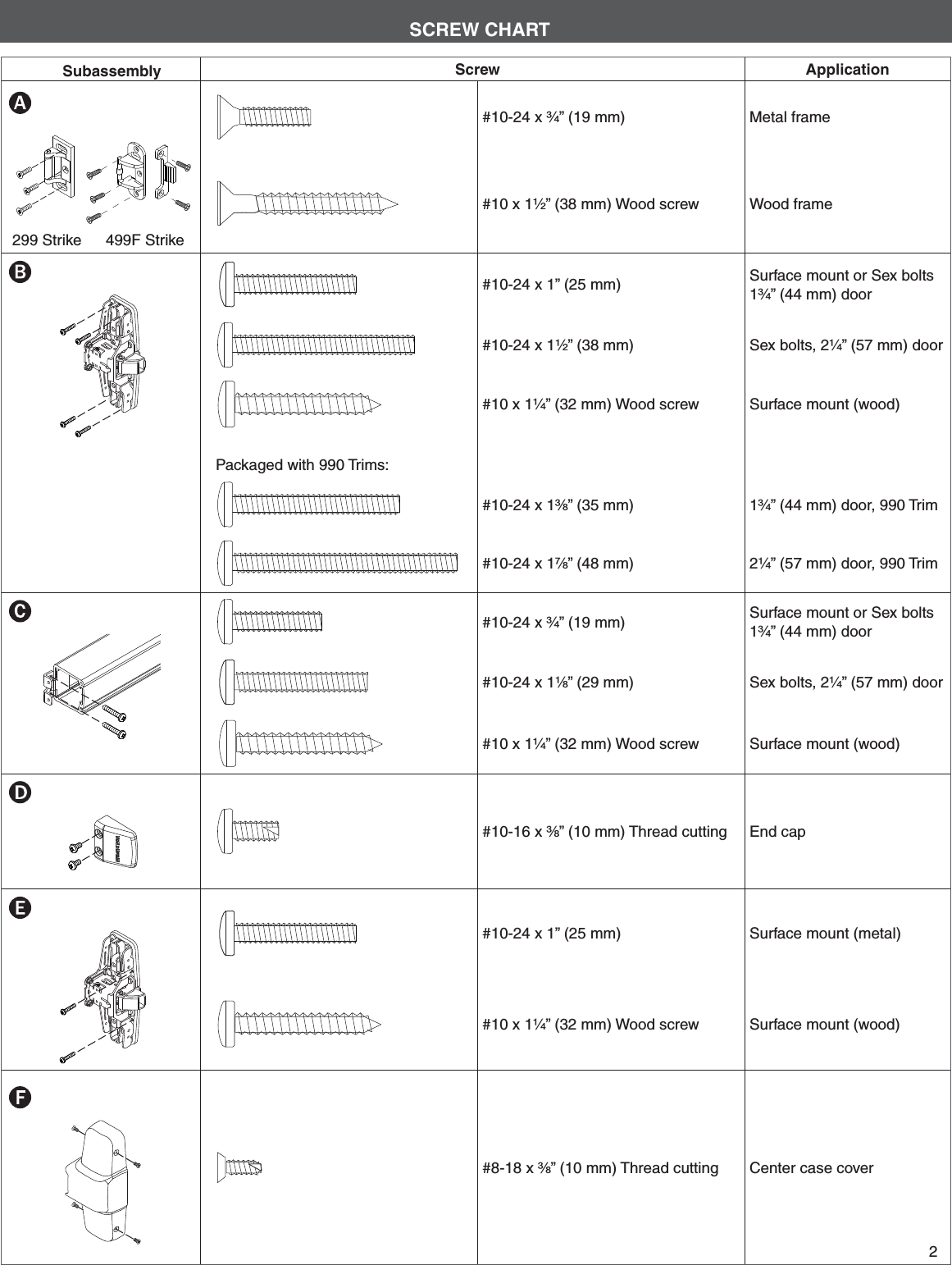 Page 2 of 8 - Von Duprin 911373-f 98/99 Rim Installation Instructions 107600