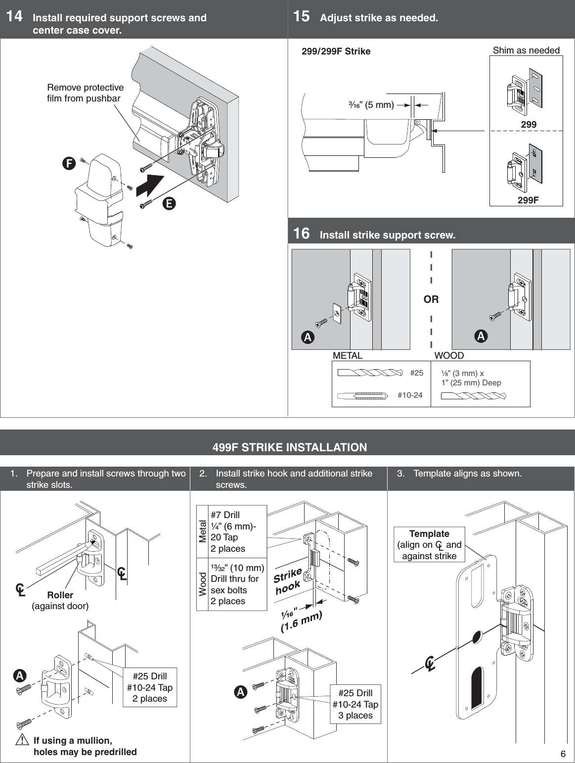 Page 6 of 8 - Von Duprin 911373-f 98/99 Rim Installation Instructions 107600